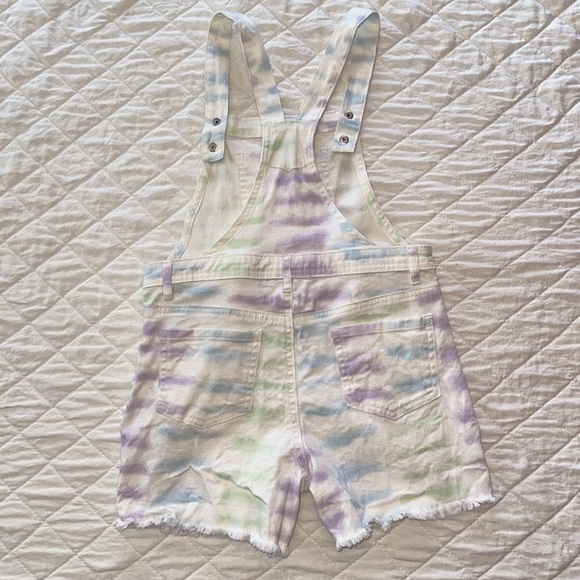 nwot 365 KIDS Tie Die Frayed Shortall Girls Size 8 - Picture 5 of 6